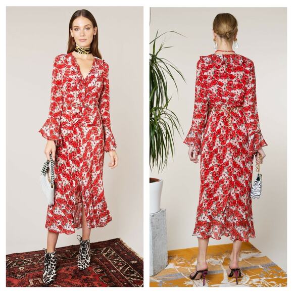 Rixo London Coleen Diana Floral Midi Dress Size XS - Picture 1 of 16